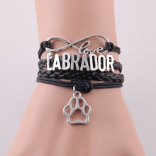 Wrap Waist Lovely Labrador Paw Charm Leather Bracelet