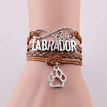 Wrap Waist Lovely Labrador Paw Charm Leather Bracelet