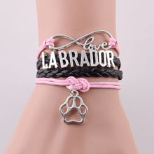 Wrap Waist Lovely Labrador Paw Charm Leather Bracelet