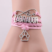 Wrap Waist Lovely Labrador Paw Charm Leather Bracelet