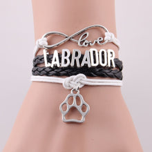 Wrap Waist Lovely Labrador Paw Charm Leather Bracelet