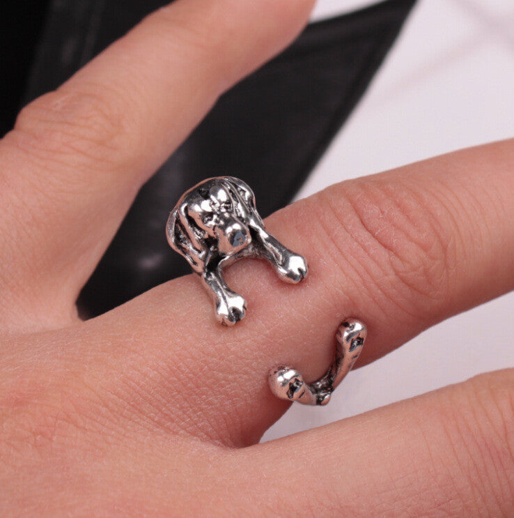 Cuddly Retro Labrador Adjustable Ring